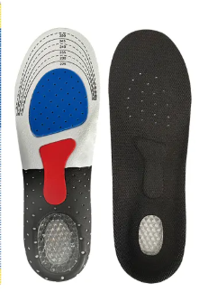 Cushy Rider gel insoles, top and underside